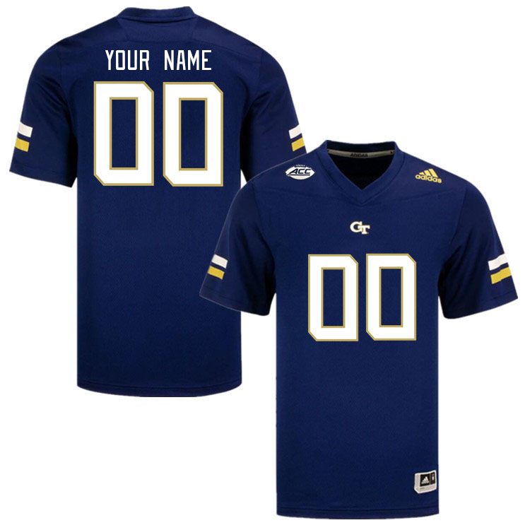Custom Georgia Tech Yellow Jacket Name And Number College Football Jerseys Stitched-Navy